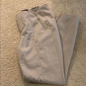 Tan Work Pants with Gold Zipper pockets